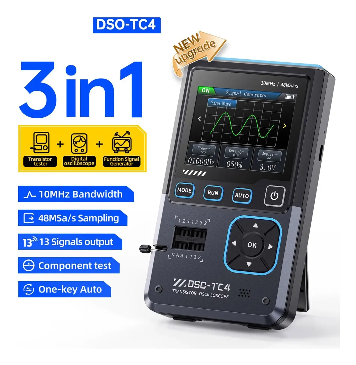 FNIRSI DSO-TC4 – Osciloscopio y Probador de Componentes 3 en 1